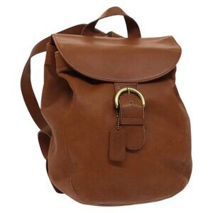 Coach Backpack Leather Brown Gold Auth am8475